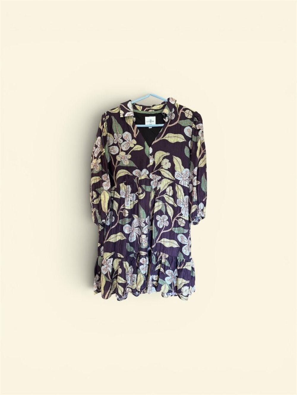 Umgee Boho Tropical Floral Print Mini Dress Size Large - Picture 2 of 6